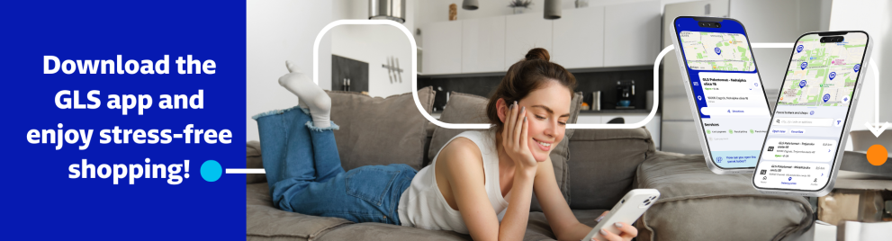 Woman looking to GLS App enjoying stress free shopping