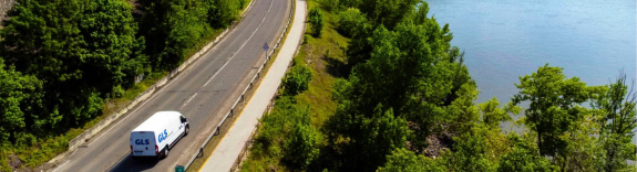 Delivery van on a road in nature